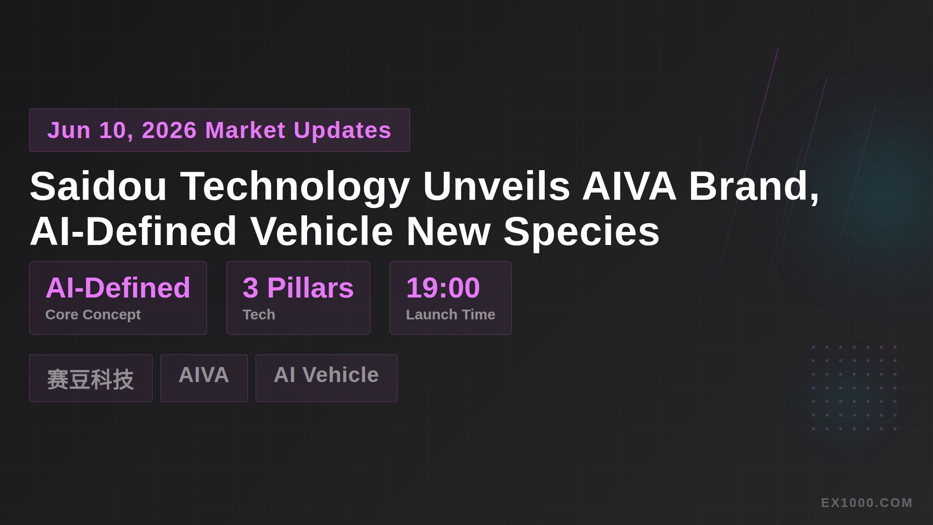 Saidou Technology Unveils AIVA Brand, AI-Defined Vehicle New Species